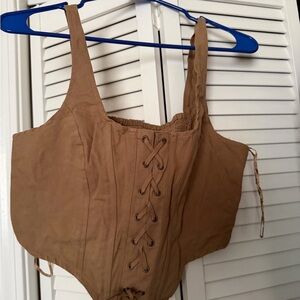 Lone Star Smocked Corset Tank in Taupe